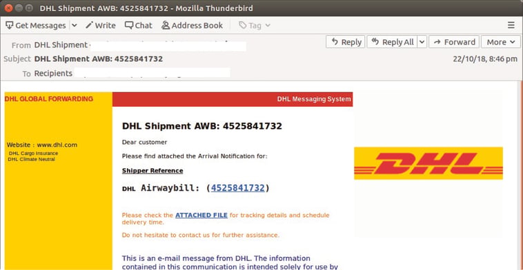 Fake Email Parcel Scam Mimics DHL
